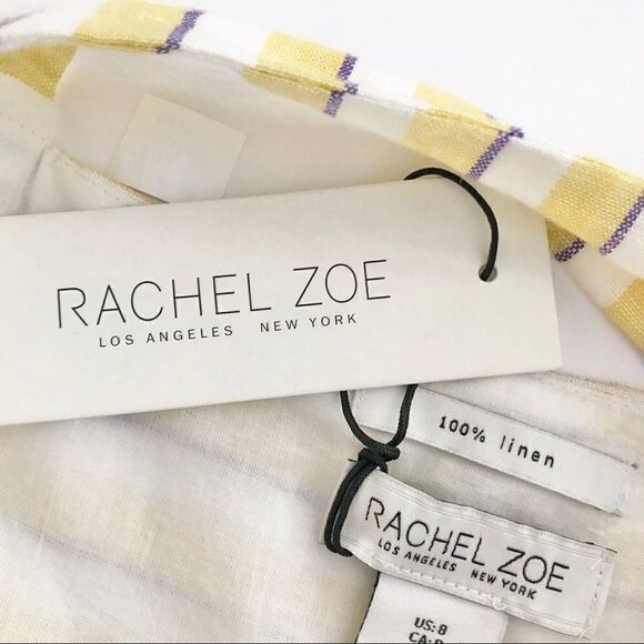 Rachel Zoe 100% Linen Yellow Stripe Dress- New with Tags - Picture 10 of 11